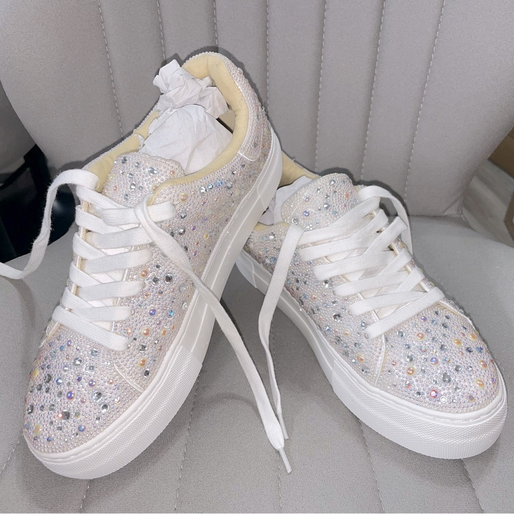 Betsey Johnson Pearl & Rhinestone Sneakers
